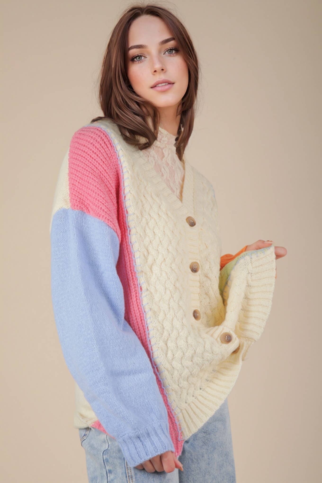 V-Neck Color Block Sweater