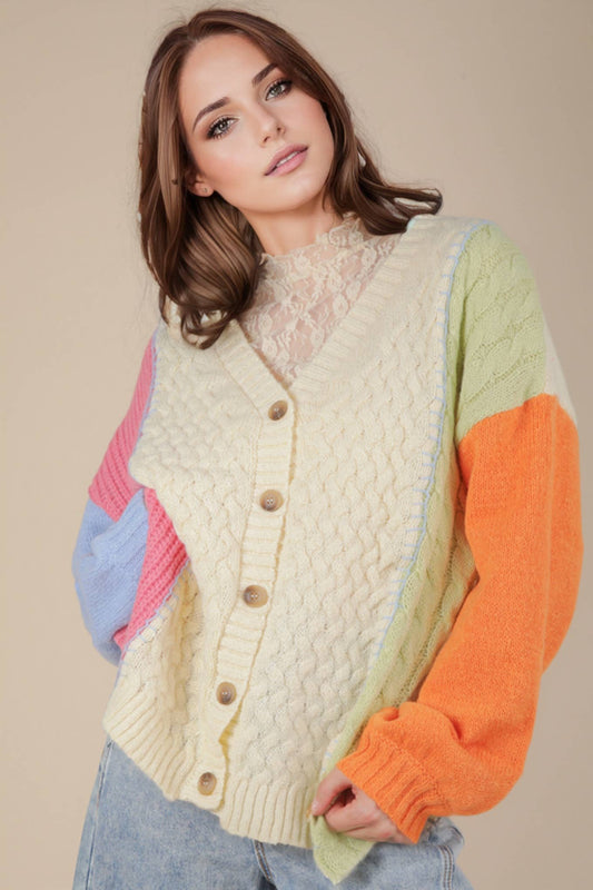 V-Neck Color Block Sweater