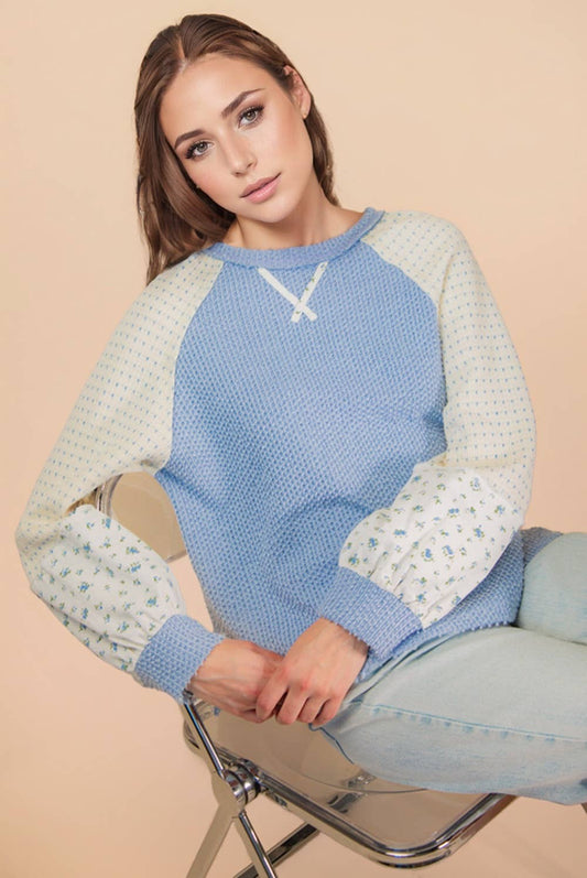 Raglan Casual Textured Knit Top