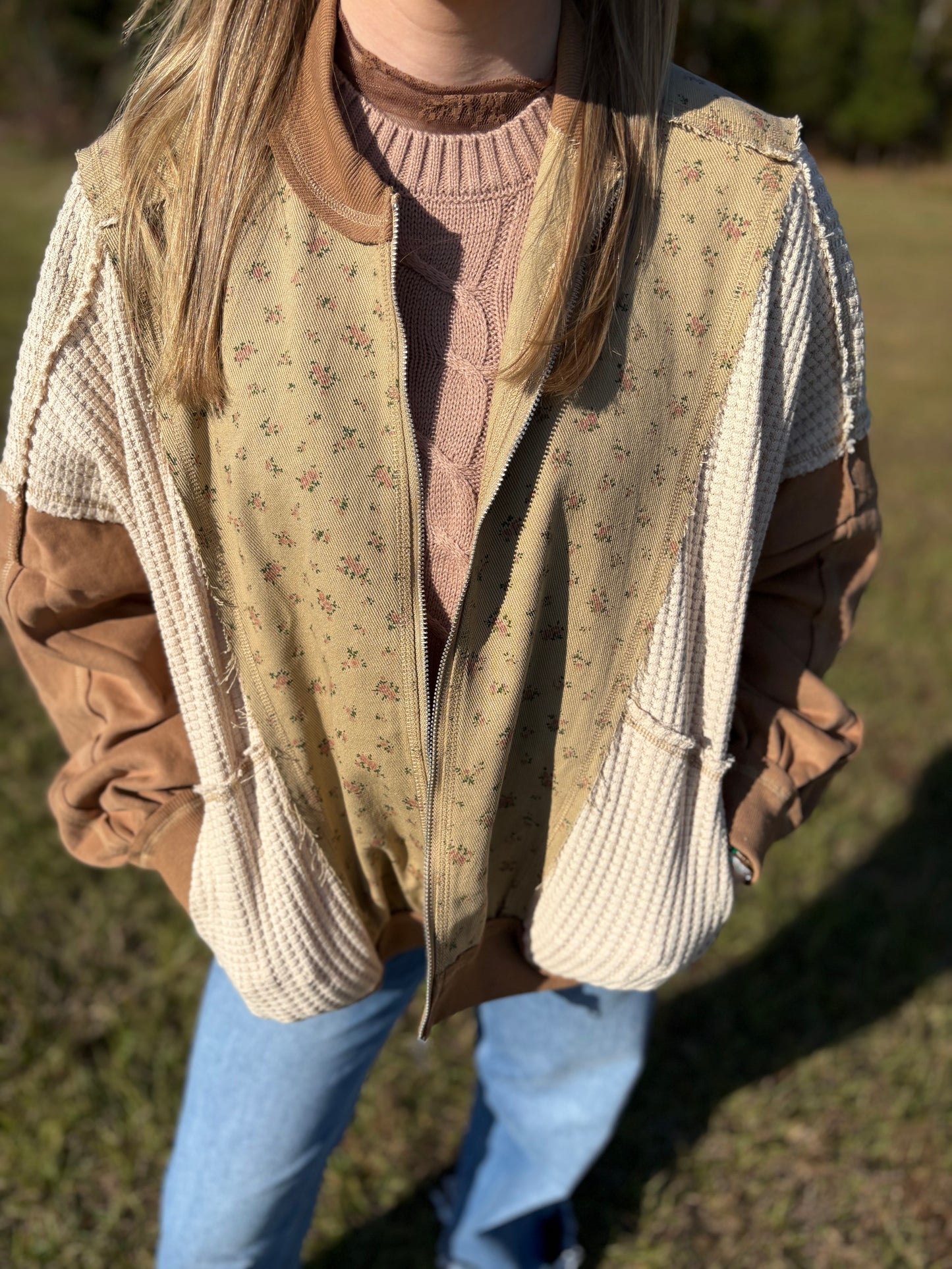 Floral Knit Oversized Jacket