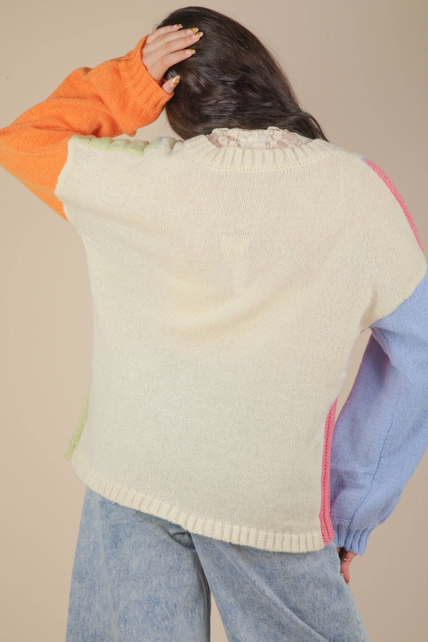 V-Neck Color Block Sweater