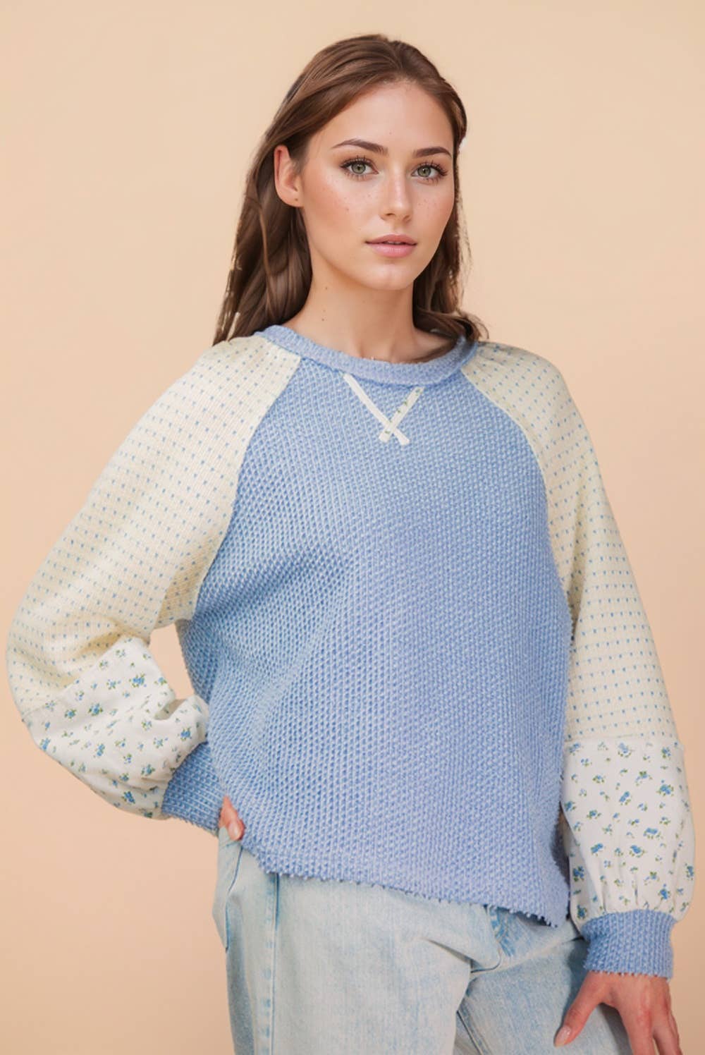 Raglan Casual Textured Knit Top