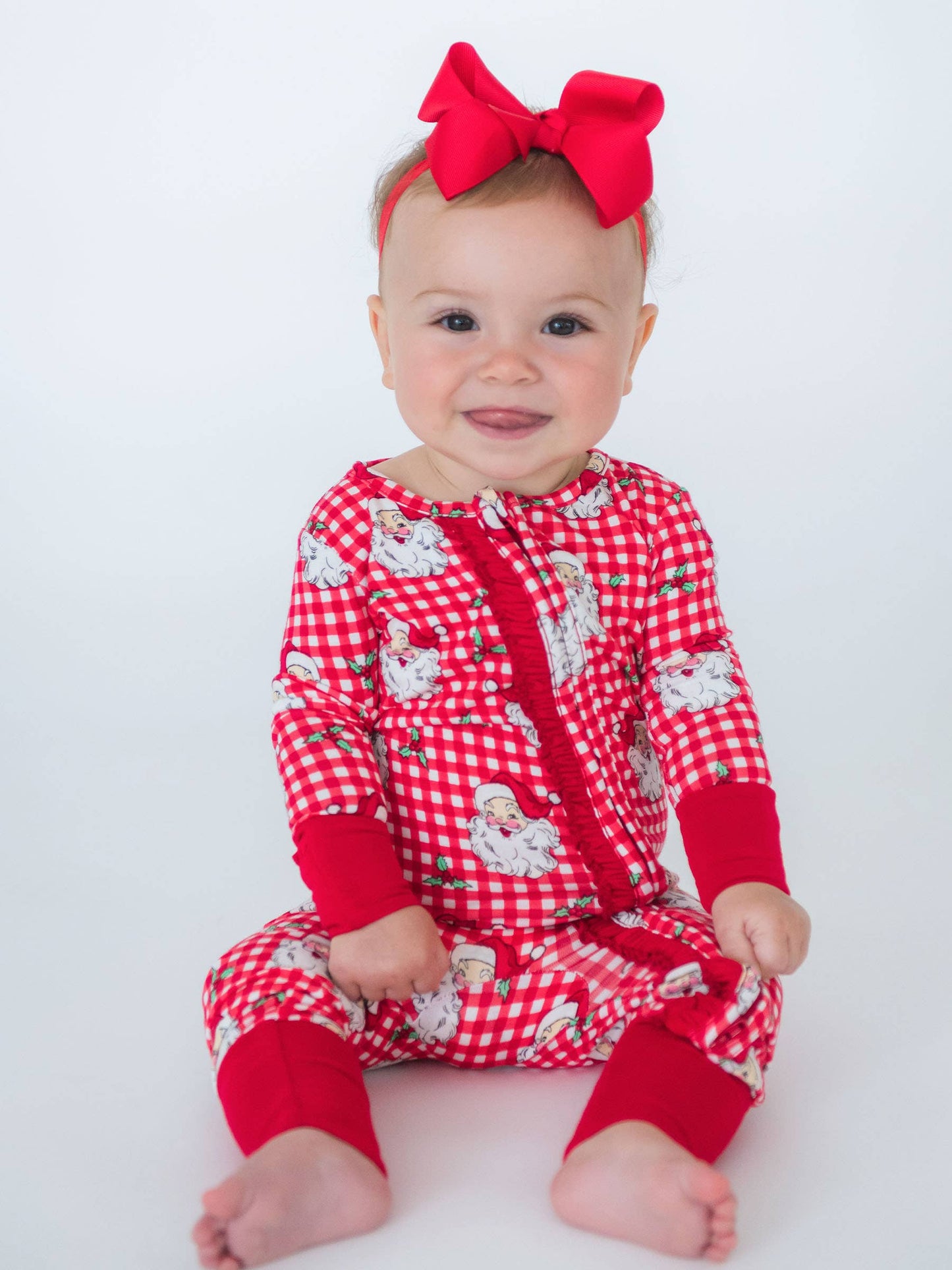 Bamboo Ref Santa Convertible Ruffle Footie