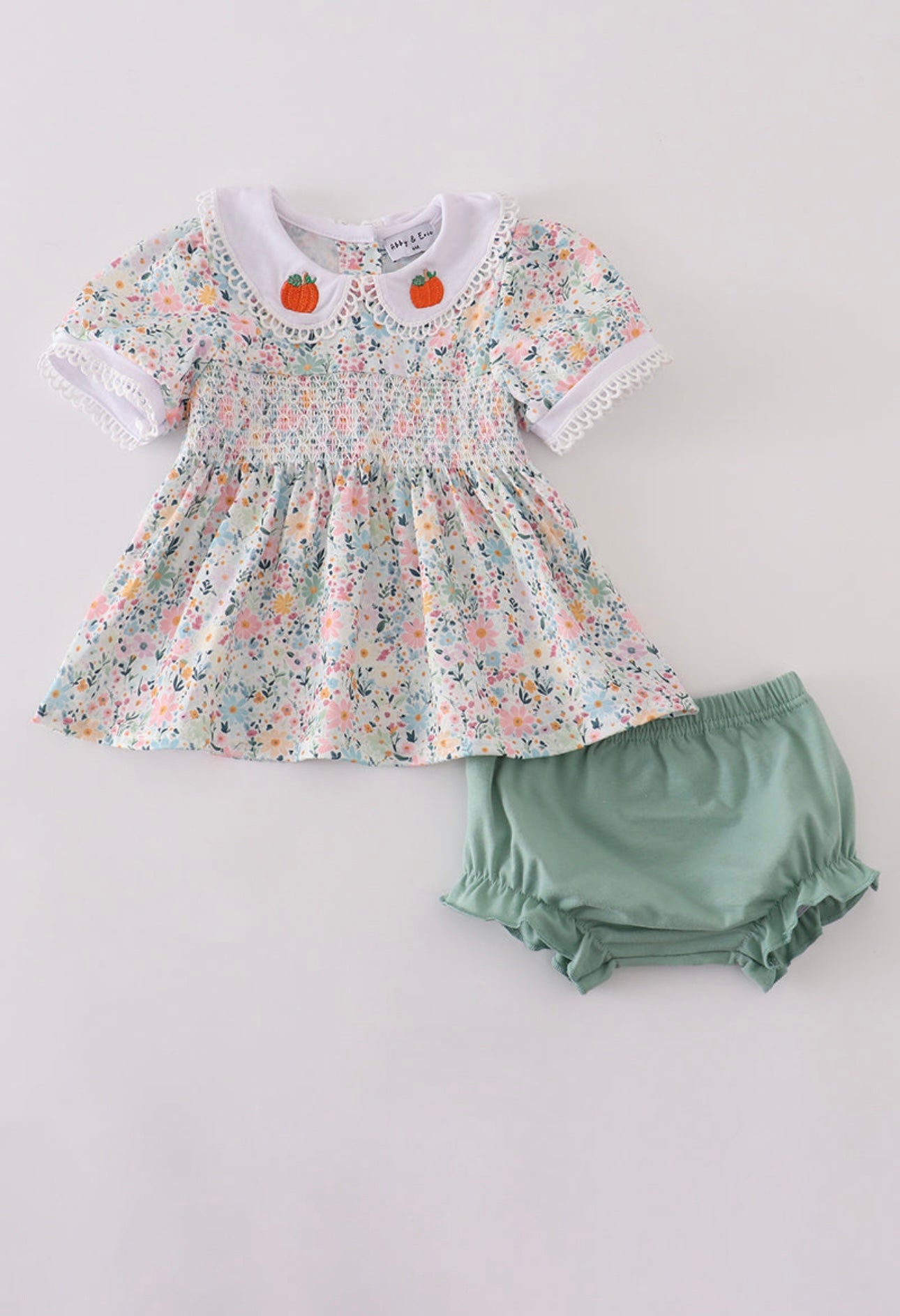 Floral Pumpkin Smock Set- Girl