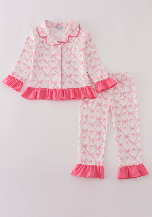Bow Ruffle Pajama Set-Girl