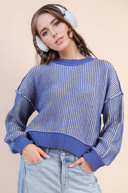 Two Tone Striped Striped Sweater