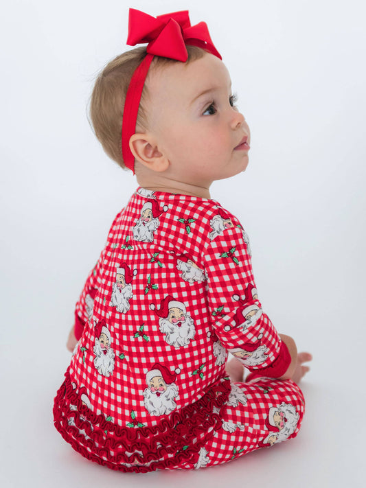Bamboo Ref Santa Convertible Ruffle Footie